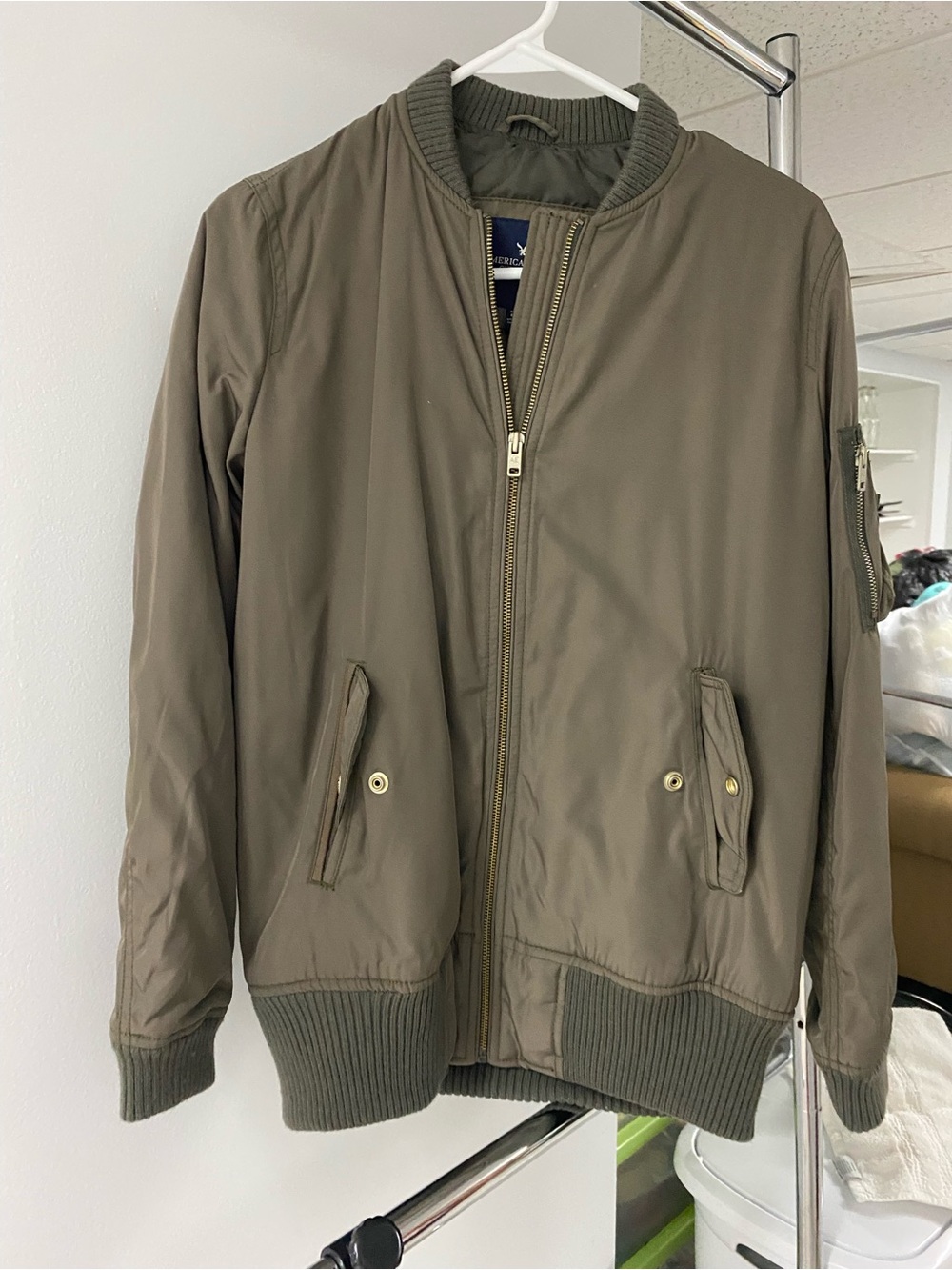 American Eagle Outfitters Olive Green Bomber Jacket